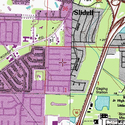 Topographic Map of Tanglewood Village, LA