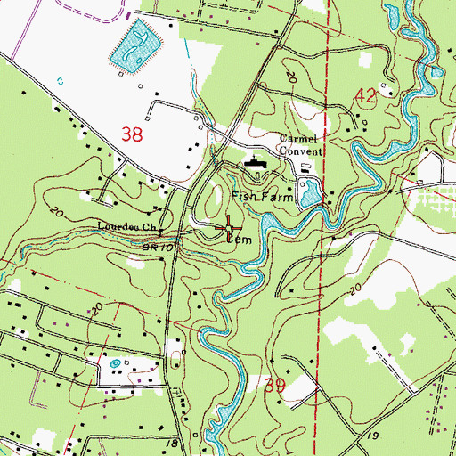 Topographic Map of Toomer Memorial Cemetery, LA
