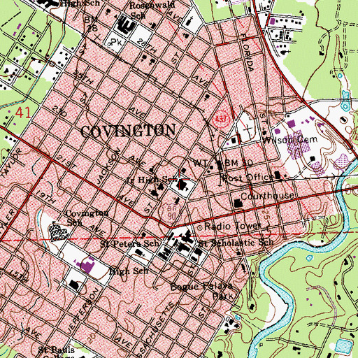Topographic Map of C J Schoen Middle School (historical), LA