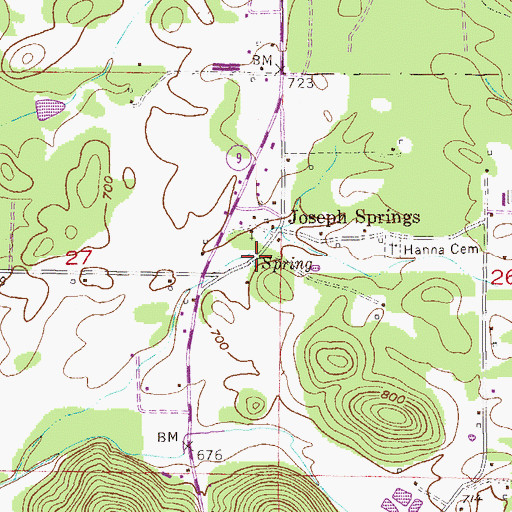 Topographic Map of Joseph Springs, AL