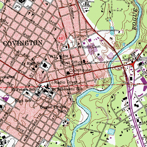 Topographic Map of Division of Saint John Historic District, LA