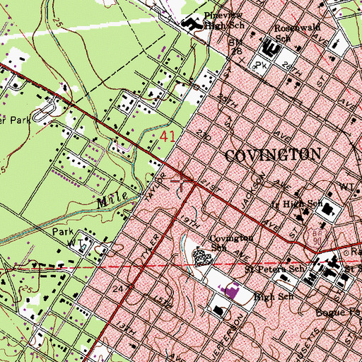 Topographic Map of Tyler Square, LA