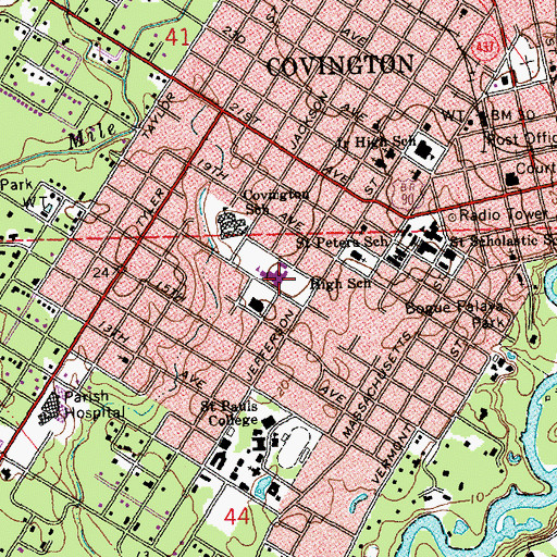 Topographic Map of William Pitcher Junior High School, LA