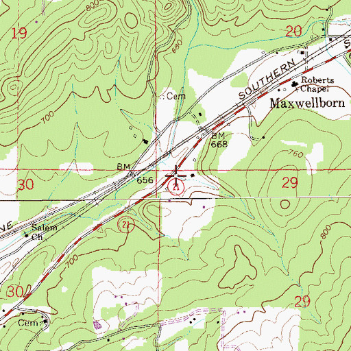 Topographic Map of Maxwellborn Spring, AL
