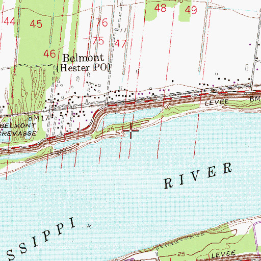 Topographic Map of Belmont Revetment, LA