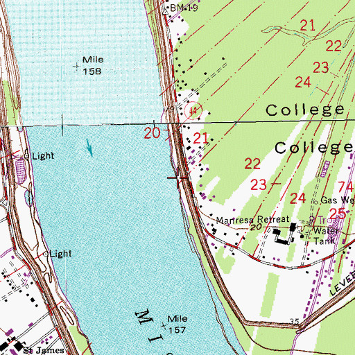 Topographic Map of College Point Landing, LA