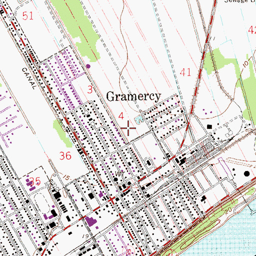 Topographic Map of Gramercy Elementary School, LA