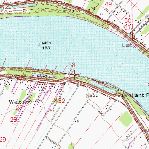 Topographic Map of Jamestown Landing, LA