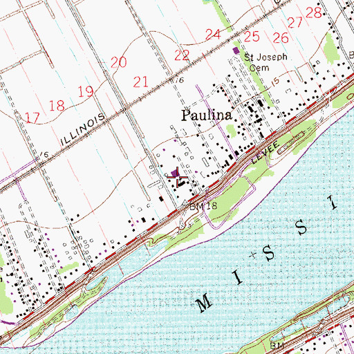 Topographic Map of Paulina Elementary School, LA