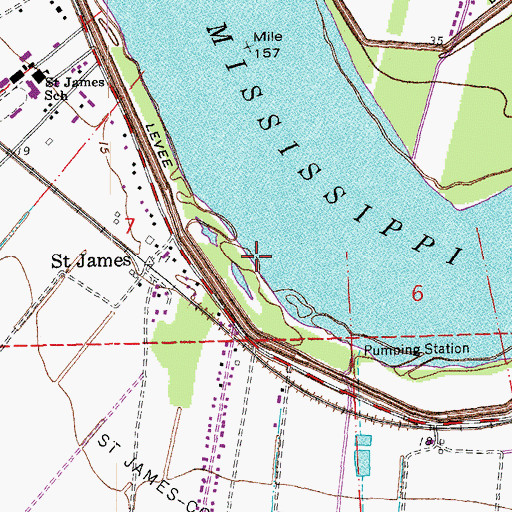 Topographic Map of Saint James Landing, LA