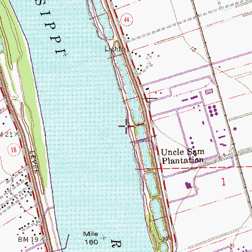 Topographic Map of Uncle Sam Landing, LA