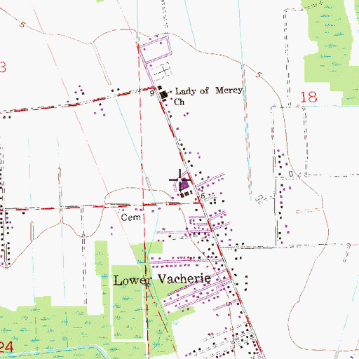 Topographic Map of Vacherie Elementary School, LA
