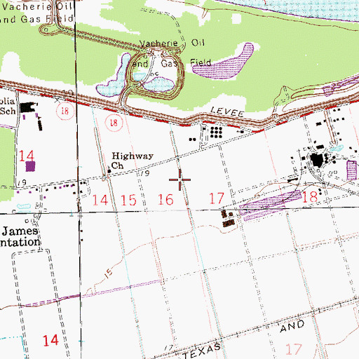 Topographic Map of Valcour Aime Plantation (historical), LA