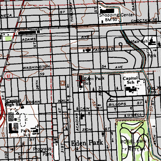 Topographic Map of Eden Park Elementary School, LA