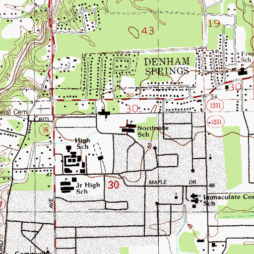 Topographic Map of Northside Elementary School, LA
