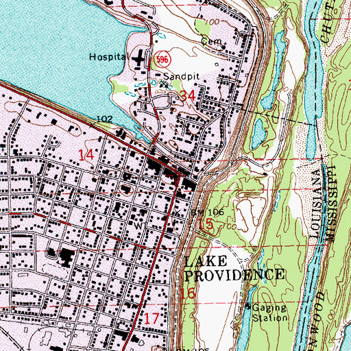 Topographic Map of Lake Providence, LA