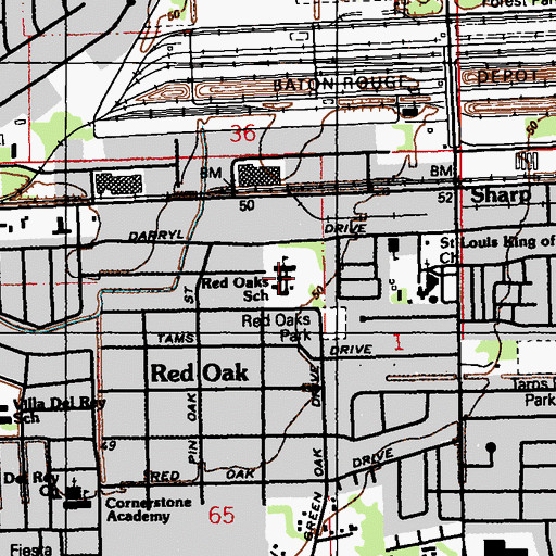 Topographic Map of Northdale Magnet Academy School, LA