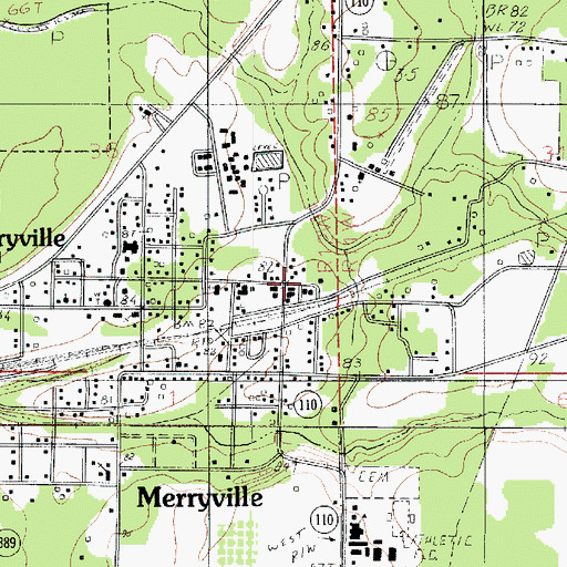 Topographic Map of Merryville Post Office, LA