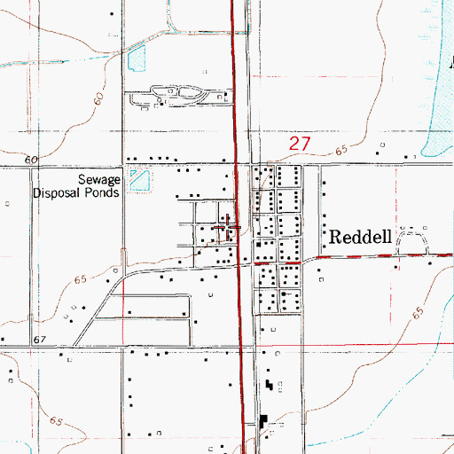 Topographic Map of Reddell Post Office, LA