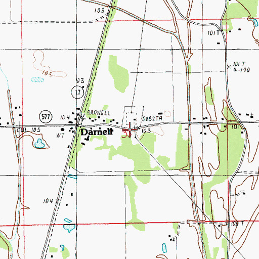 Topographic Map of Darnell Post Office, LA