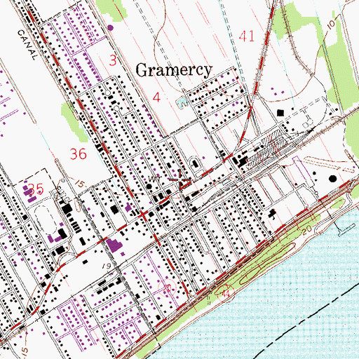 Topographic Map of Gramercy Post Office, LA