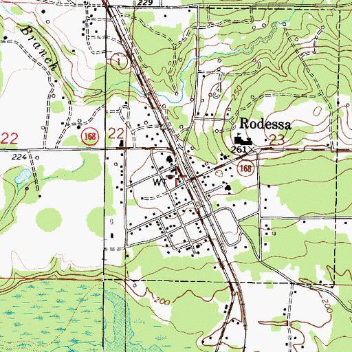 Topographic Map of Rodessa Post Office, LA