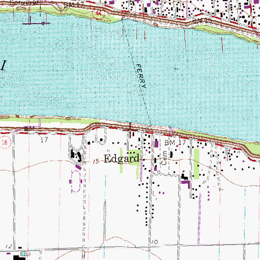Topographic Map of Edgard Post Office, LA