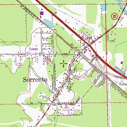 Topographic Map of Sorrento Post Office, LA