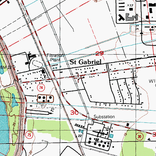 Topographic Map of Saint Gabriel Post Office, LA