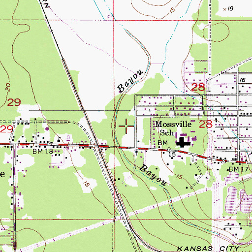 Topographic Map of KTQQ-FM (Sulphur), LA