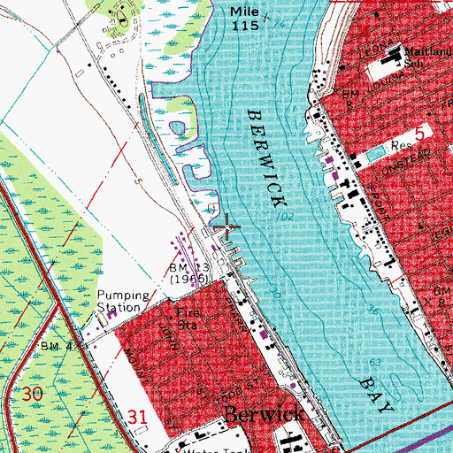 Topographic Map of Cagc Berwick Heliport, LA