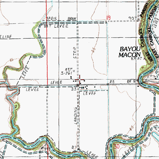 Topographic Map of Bayou Meadows Airport, LA