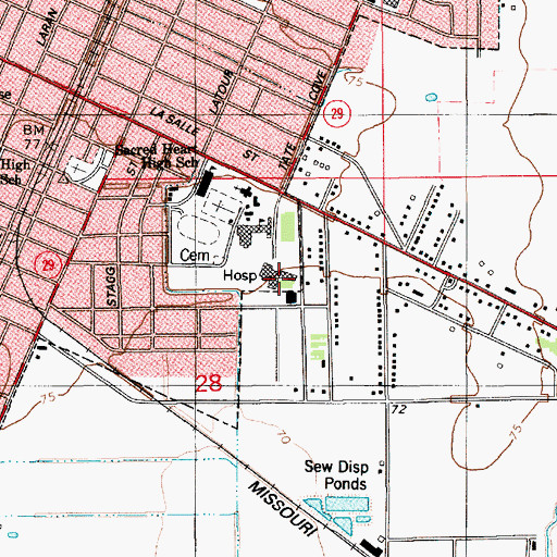 Topographic Map of Humana Hospital Ville Platte Heliport, LA
