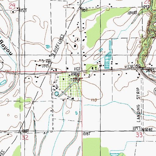Topographic Map of KWCL-FM (Oak Grove), LA