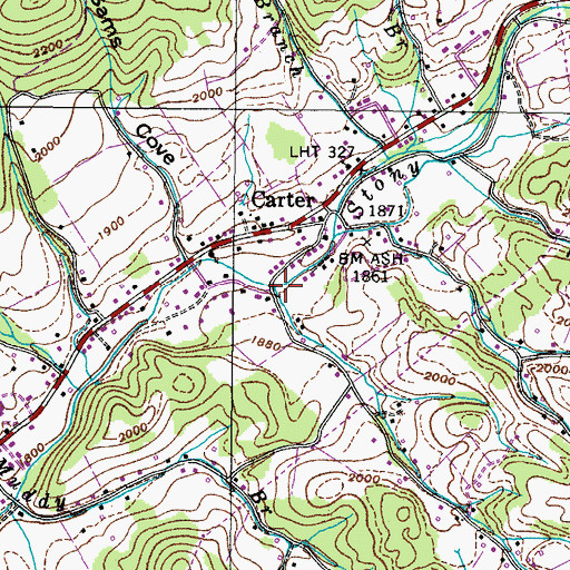 Topographic Map of Peters Branch, TN