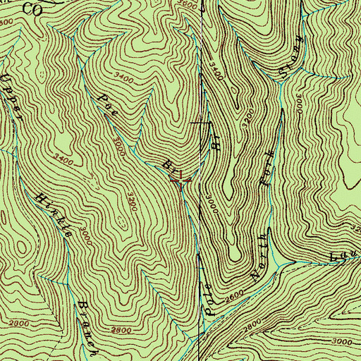 Topographic Map of Poe Branch, TN