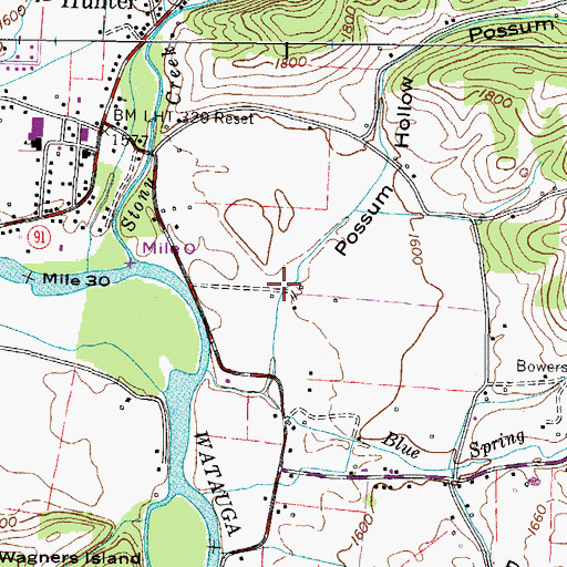 Topographic Map of Possum Hollow, TN