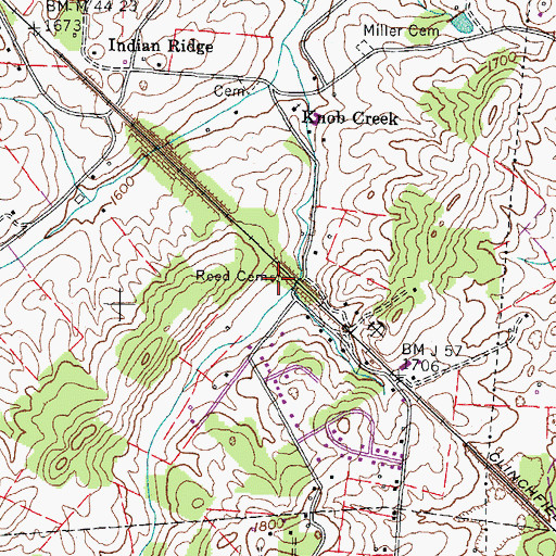 Topographic Map of Reed Cemetery, TN