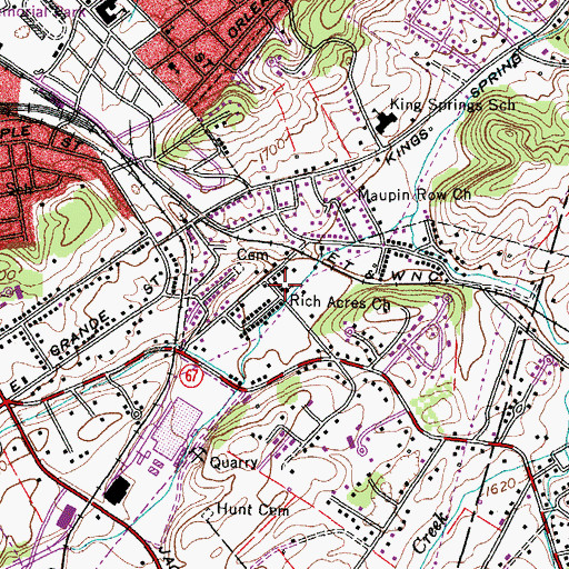 Topographic Map of Rich Acres Church, TN