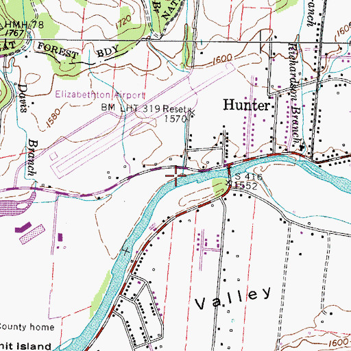 Topographic Map of Rich Hollow Branch, TN