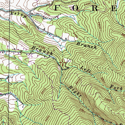 Topographic Map of Right Fork Hurley Branch, TN