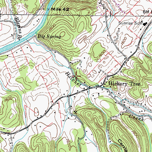 Topographic Map of Right Prong Hatcher Creek, TN