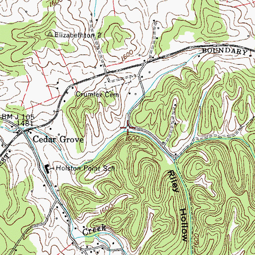Topographic Map of Riley Hollow, TN