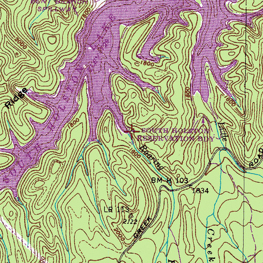 Topographic Map of Roaring Fork, TN