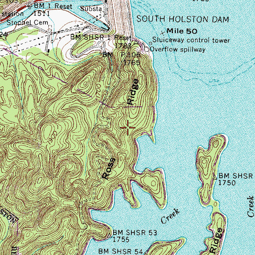 Topographic Map of Ross Ridge, TN