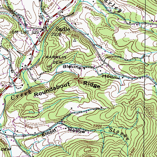 Topographic Map of Roundabout Ridge, TN