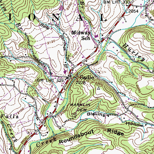 Topographic Map of Sadie, TN
