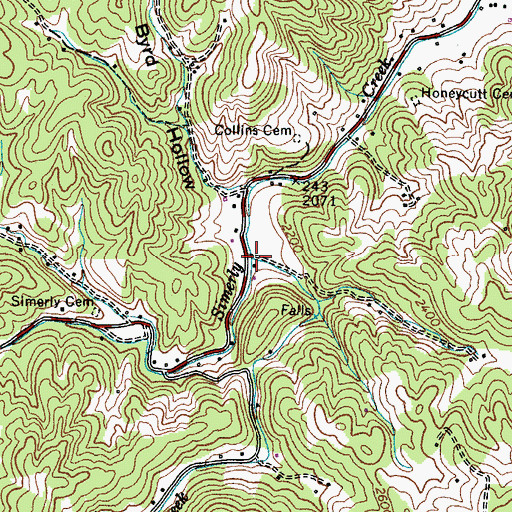 Topographic Map of Sally Cove Creek, TN