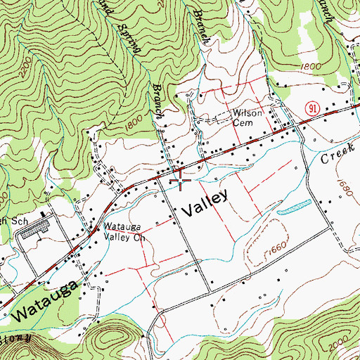 Topographic Map of Sand Spring Branch, TN