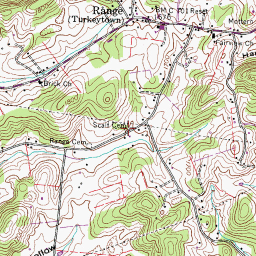 Topographic Map of Scalf Cemetery, TN